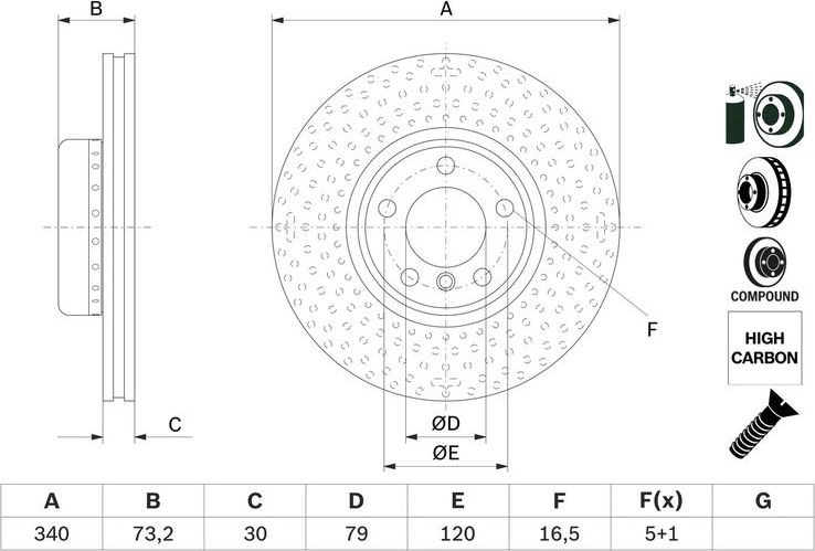 Тормозной диск Bosch. Артикул 0 986 479 E11