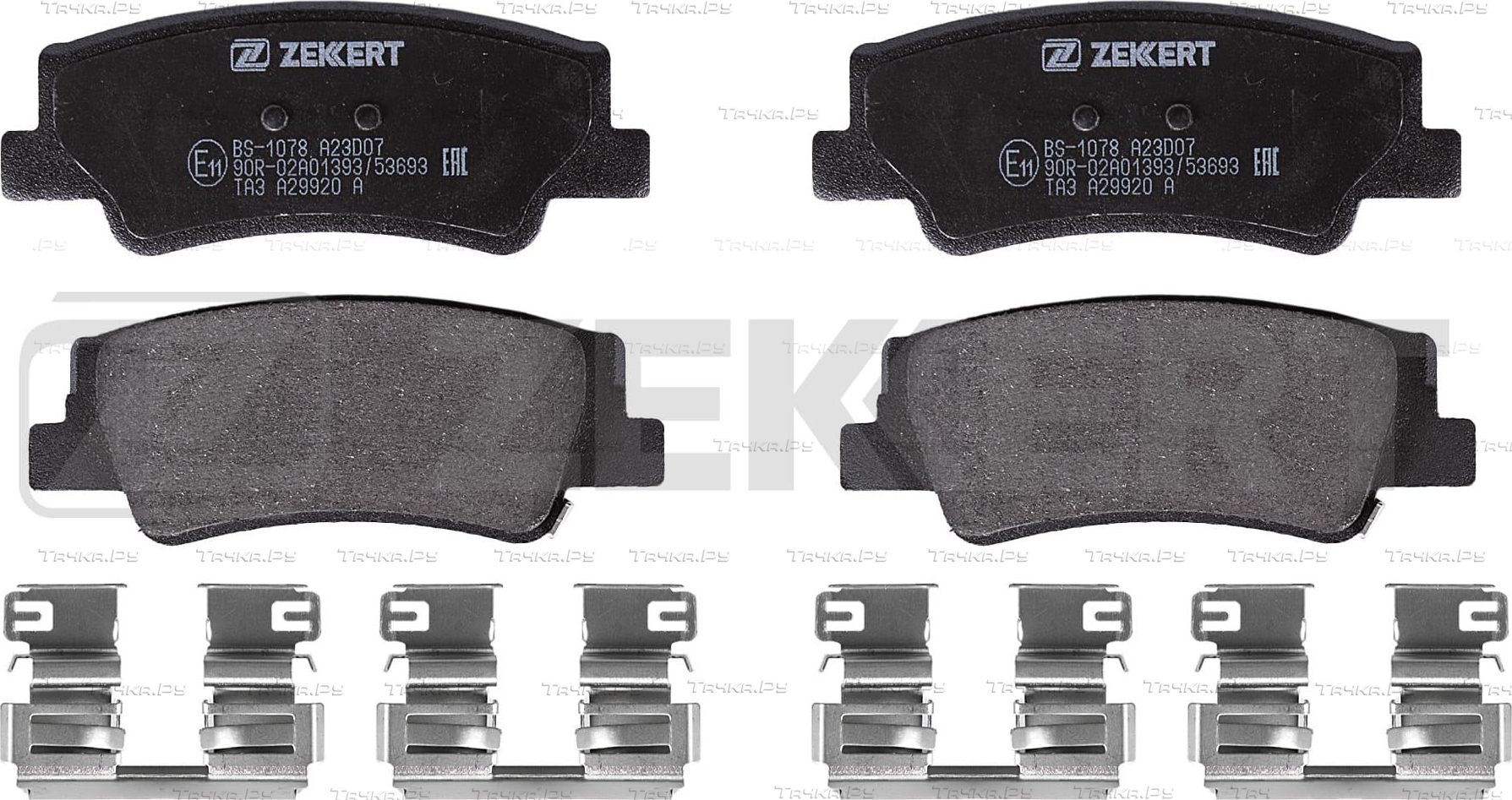 Тормозные колодки Zekkert задние для Hyundai Sonata VIII (DN8) 2020-2026. Артикул BS-1078
