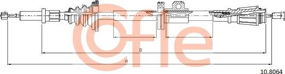 Трос ручника (тросик ручного тормоза) Cofle. Артикул 10.8064