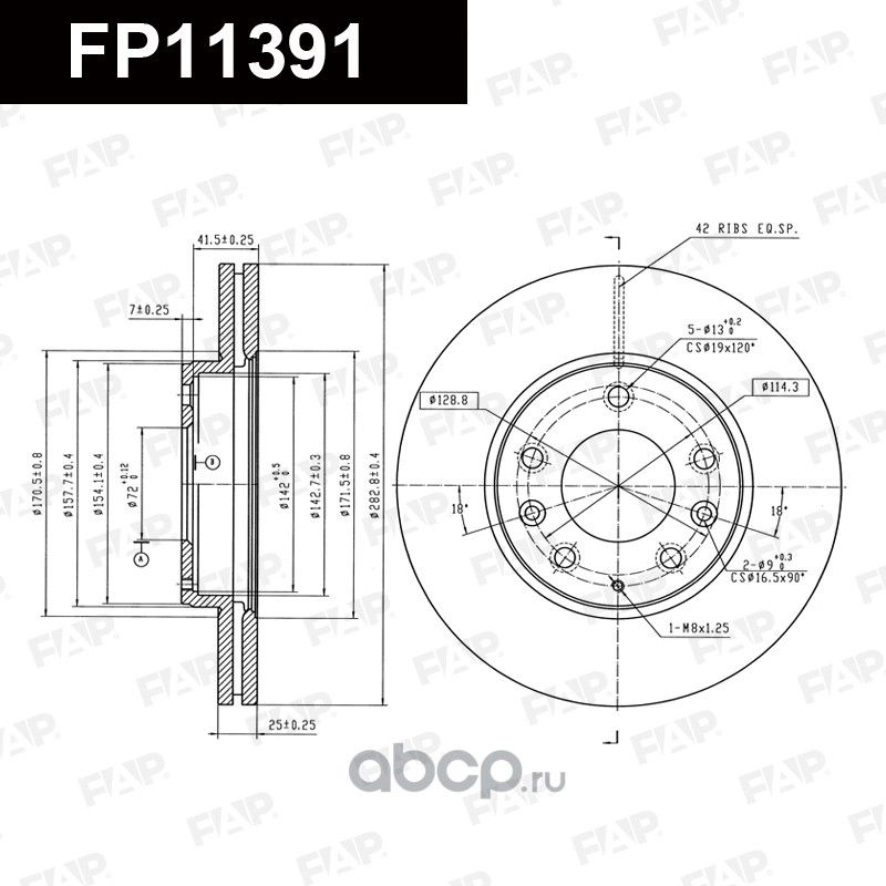 Диск тормозной передний (FAP). Артикул FP11391