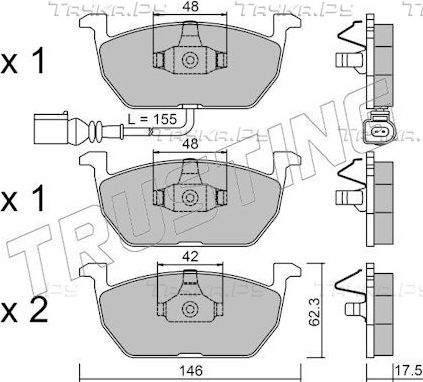 Тормозные колодки Trusting для Skoda Octavia A7 2012-2019. Артикул 1052.0
