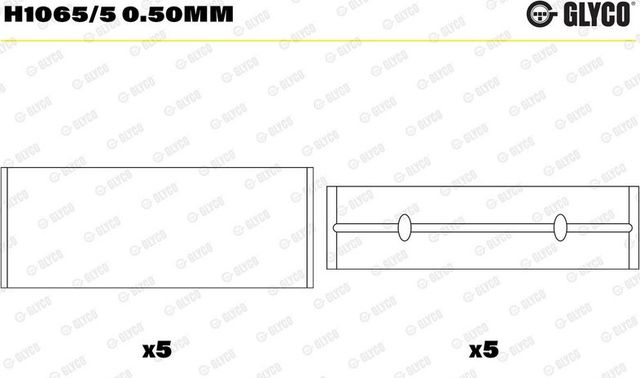 Вкладыши коренные Glyco для Mercedes-Benz GLA I (X156) 2014-2026. Артикул H1065/5 0.50mm