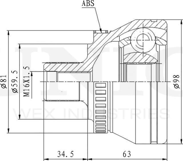 ШРУС наружный (Unio). Артикул CVJ-20005
