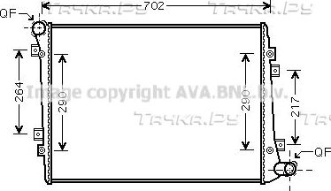 Радиатор охлаждения двигателя AVA для SEAT Altea I 2004-2015. Артикул VN2224