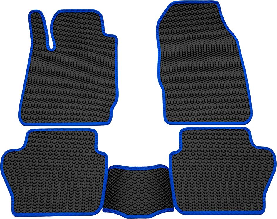 Коврики Rezkon EVA для салона Ford Fiesta VI до рестайлинга 2008-2015 Синий кант. Артикул 9016005103