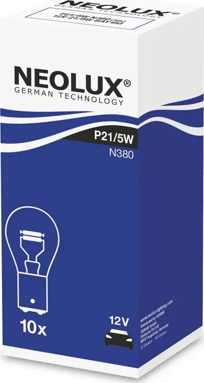 Лампа 12V P21/5W BAY15d двухконтактная NEOLUX. Артикул N380