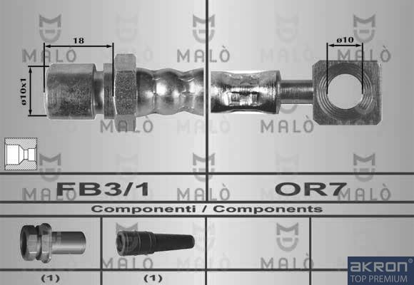 Тормозной шланг Malò передний для Saab 9-5 I 1997-2002. Артикул 80598