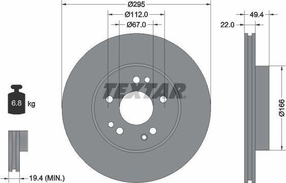 Тормозной диск Textar передний для Mercedes-Benz E-Класс I (W124) 1993-1998. Артикул 92057300