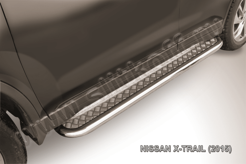Пороги Slitkoff труба d57 с листом для Nissan X-Trail T32 2015-2026. Артикул NXT15-007