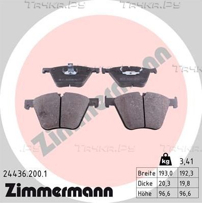 Тормозные колодки Zimmermann передние для BMW X5 III (F15) 2013-2018. Артикул 24436.200.1