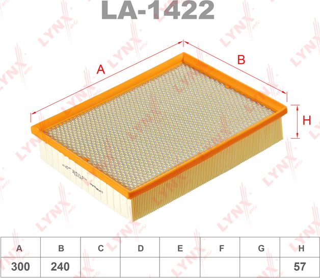 Воздушный фильтр LYNXauto для SsangYong Actyon Sports I 2007-2012. Артикул LA-1422