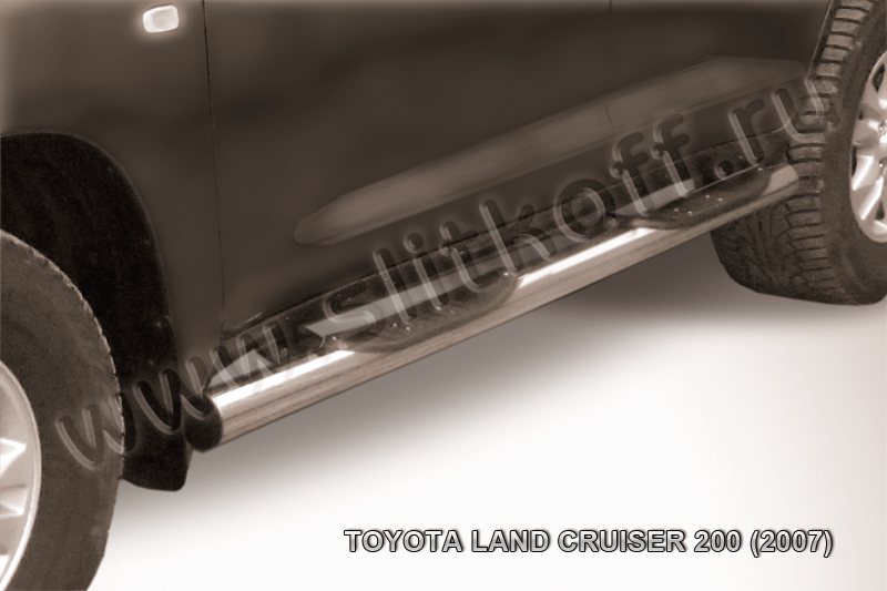 Пороги Slitkoff труба d76 с проступями для Toyota Land Cruiser 200 2007-2012. Артикул TLC2-015
