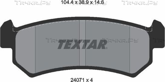 Тормозные колодки Textar задние для Chevrolet Lacetti 2003-2006. Артикул 2407101
