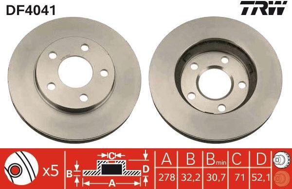Тормозной диск TRW. Артикул DF4041