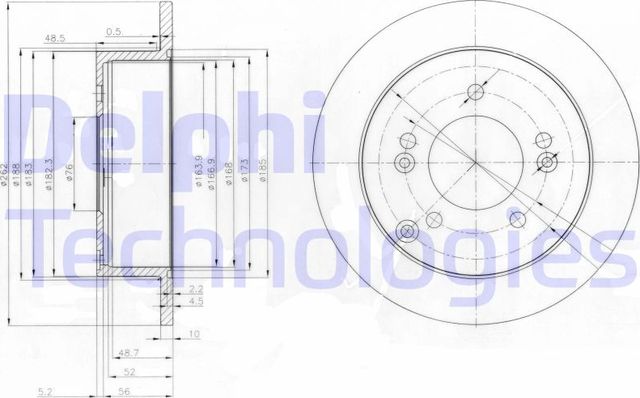 Тормозной диск Delphi задний для Kia Sportage II 2004-2010. Артикул BG3799