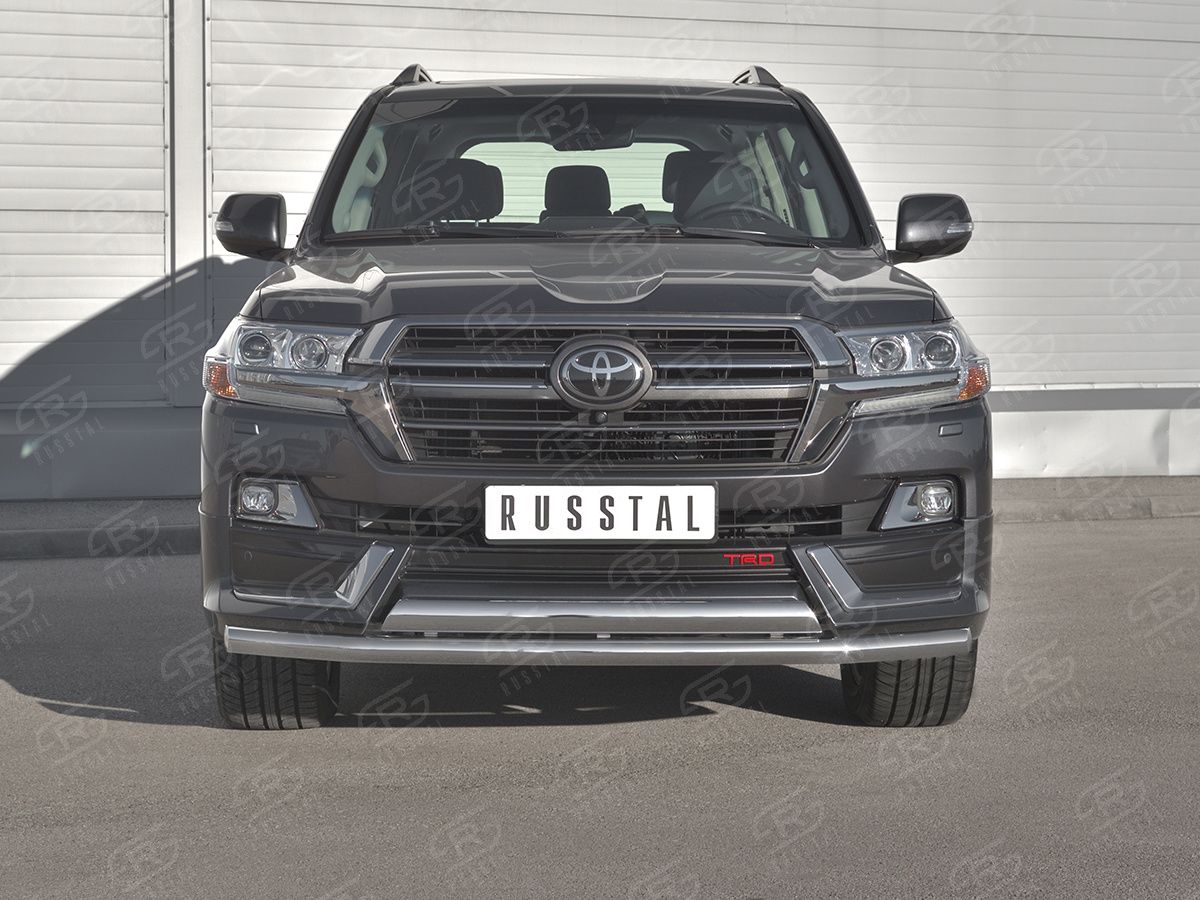 Защита RusStal переднего бампера d63 (секции) d75х42 (дуга) для Toyota Land Cruiser 200 TRD 2019-2021. Артикул TLCZ-003333