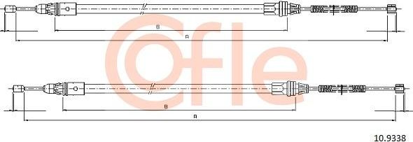 Трос ручника (тросик ручного тормоза) Cofle. Артикул 10.9338
