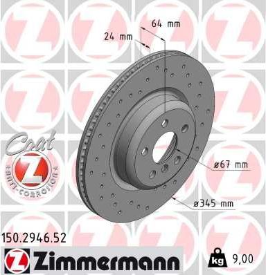 Тормозной диск Zimmermann Sport Coat Z. Артикул 150.2946.52