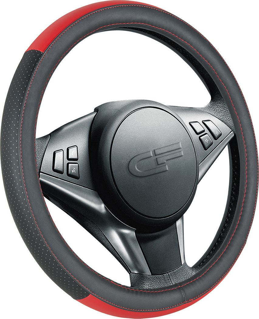 Оплётка на руль CarFashion Day (размер M, экокожа, цвет ЧЕРНЫЙ/КРАСНЫЙ/КРАСНЫЙ). Артикул 31392
