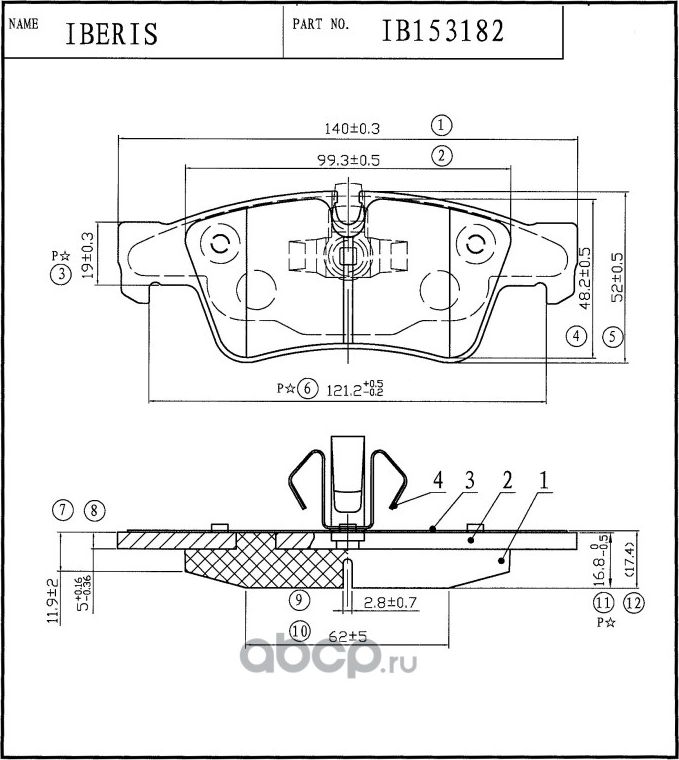 КОЛОДКИ ТОРМОЗНЫЕ ЗАД К-Т MERCEDES CL (216) 06-, GL (164) 06-, GLK (204) 08-, ML (164) 05- (Iberis). Артикул IB153182 
