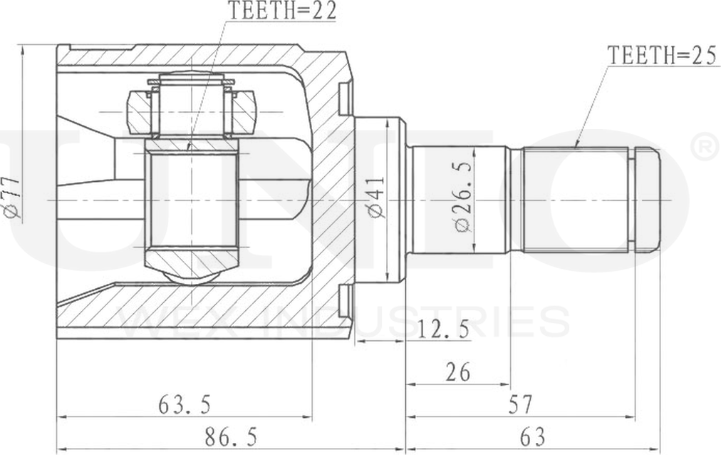 ШРУС внутренний (Unio). Артикул CVJ-30068