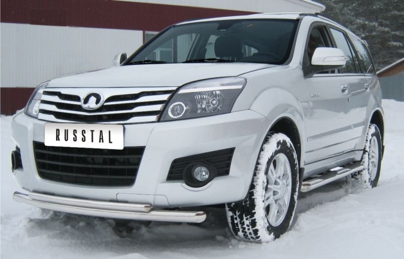 Защита RusStal переднего бампера d63/42 (дуга) для Great Wall Hover H3 2011-2014. Артикул GH3Z-000301