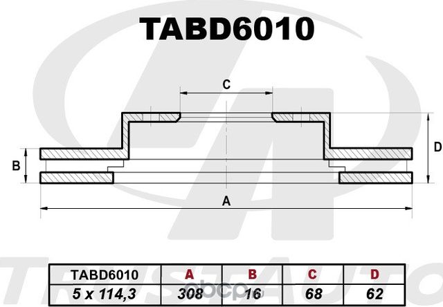 Тормозной диск (Trustauto). Артикул TABD6010