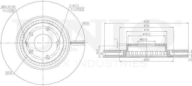 Диск тормозной (Unio). Артикул BRD-20603