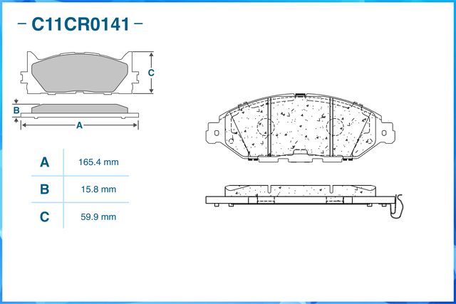 Колодки тормозные передние (Low Metallic) (Cworks). Артикул C11CR0141