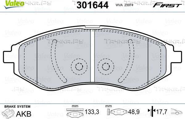 Тормозные колодки Valeo First передние для Chevrolet Aveo I 2003-2011. Артикул 301644
