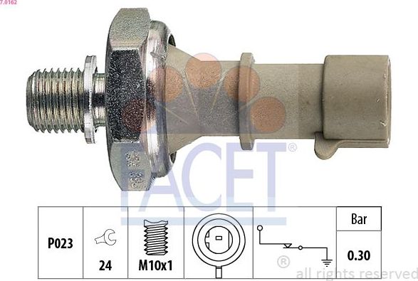 Датчик давления масла Facet Made in Italy - OE Equivalent. Артикул 7.0162
