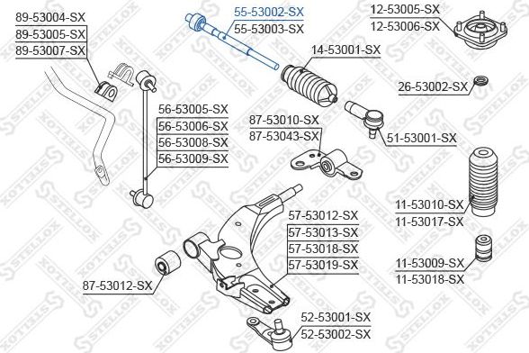 Рулевая тяга Stellox правая/левая для Kia Shuma II 2001-2004. Артикул 55-53002-SX