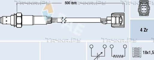 Лямбда-зонд (кислородный датчик) FAE для Chrysler Voyager IV 2007-2008. Артикул 77501