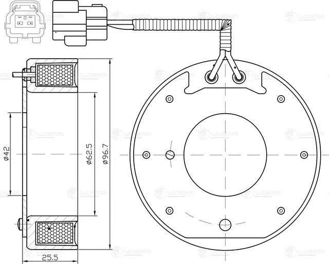 Катушка электромагнитная компрес. конд. LADA 2190/GRANTA 15 (Luzar). Артикул LMCC0109