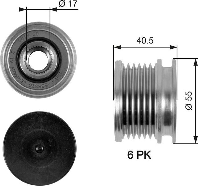 Муфта генератора обгонная Gates DriveAlign® для Mercedes-Benz E-Класс II (W210, S210) 1999-2003. Артикул OAP7057