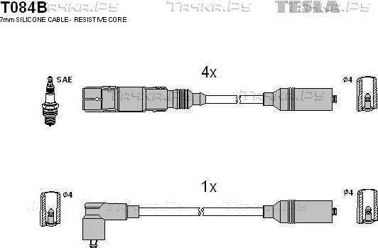 Высоковольтные провода (провода зажигания) (комплект) Tesla. Артикул T084B