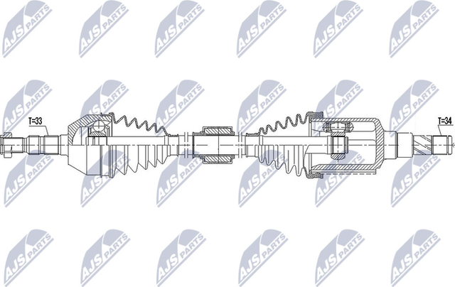 Полуось (привод в сборе, приводной вал) NTY передняя правая для Chevrolet Cruze I 2009-2015. Артикул NPW-DW-029