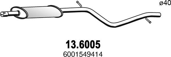 Глушитель (средняя часть) Asso. Артикул 13.6005