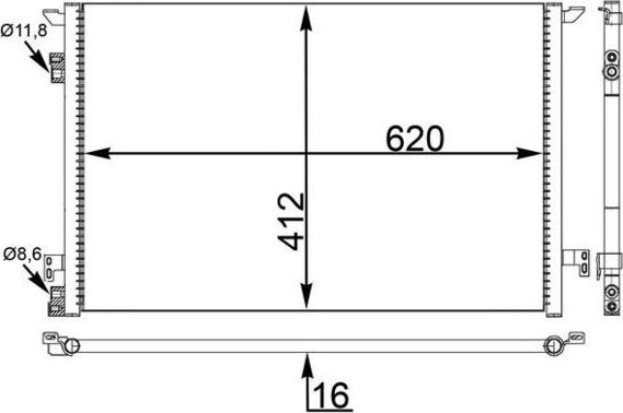 Радиатор кондиционера (конденсатор) Mahle Behr для Cadillac BLS 2006-2009. Артикул AC 411 000S