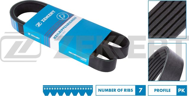 Приводной ремень поликлиновой Zekkert. Артикул KR-7PK2418