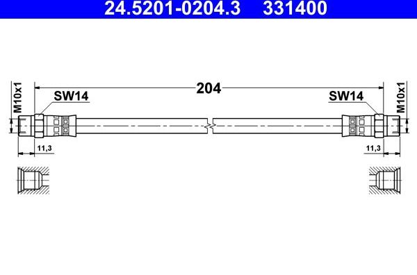 Тормозной шланг ATE задний для Volvo 850 1991-1996. Артикул 24.5201-0204.3