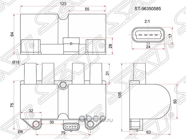 Катушка зажигания CHEVROLET LANOS 05-DAEWOO LANOS (SAT). Артикул ST96350585
