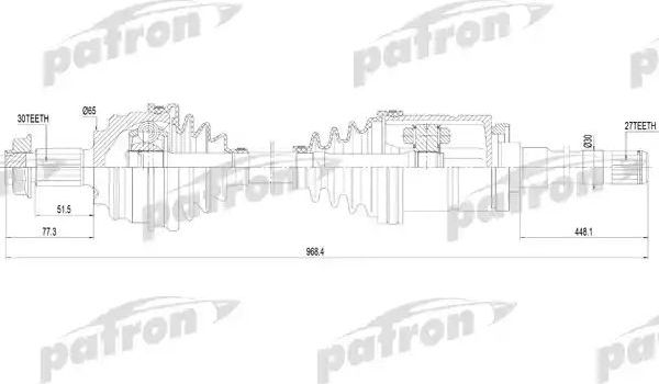 Полуось (привод в сборе, приводной вал) Patron. Артикул PDS7905