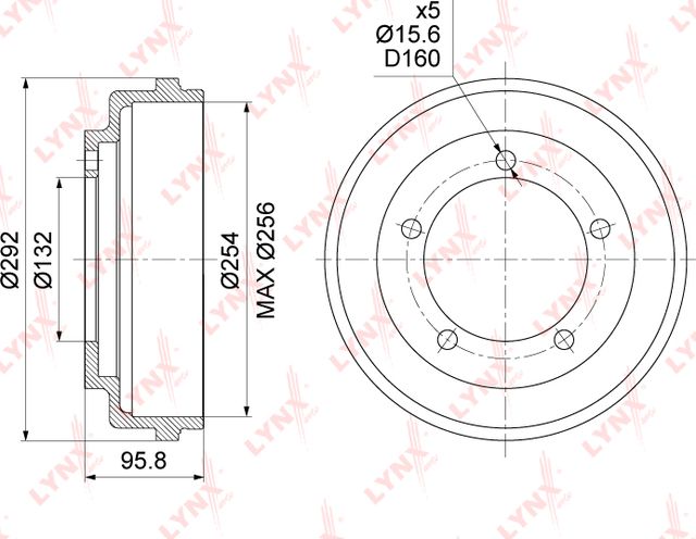 Тормозной барабан LYNXauto задний для Ford Transit VII 2006-2014. Артикул BM-1053