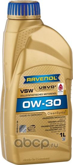 Масло моторное VSW 0W-30 1л (синтетика) (Ravenol). Артикул 1111106001