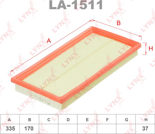 Воздушный фильтр LYNXauto. Артикул LA-1511