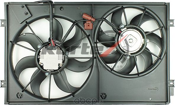 Э/вентиляторы охл. с кожухом 2 вент. для а/м Skoda Octavia A5/VW Golf V 03- Bros (Kortex). Артикул KFD180
