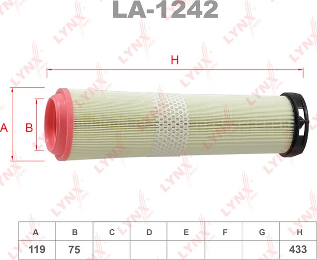 Воздушный фильтр LYNXauto. Артикул LA-1242