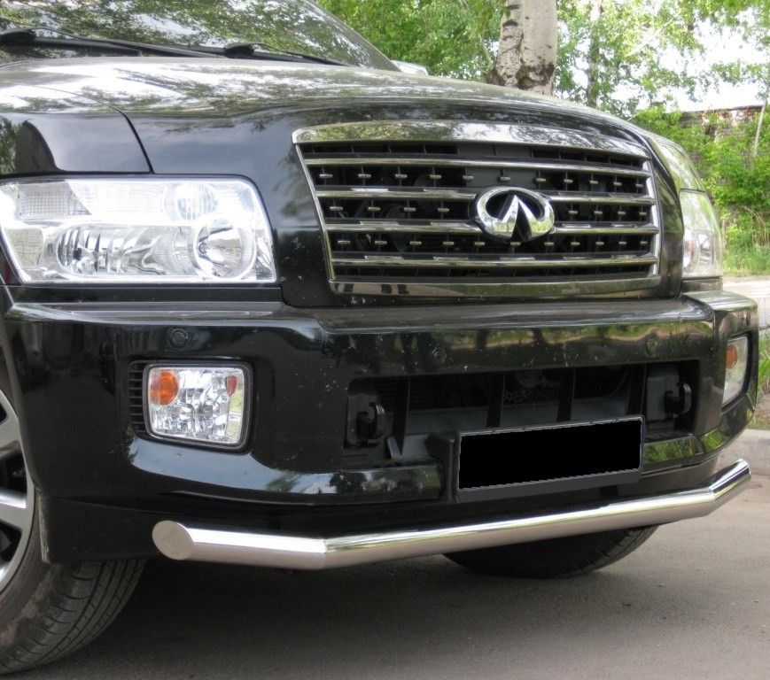 Защита RusStal переднего бампера d76 (3 секции) для Infiniti QX56 II 2004-2009. Артикул IQZ-000322