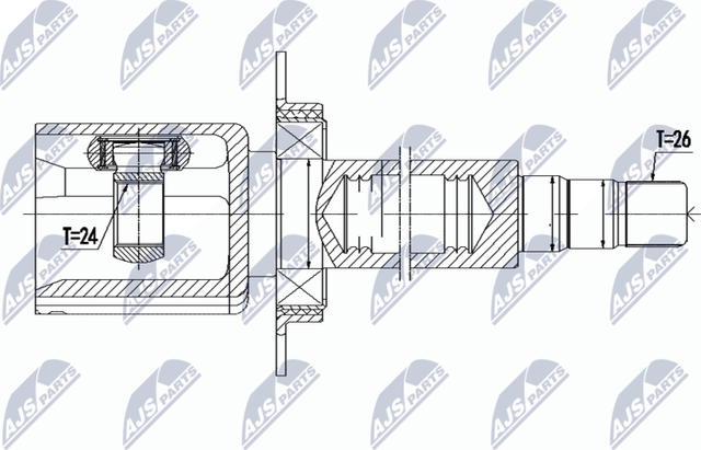 Шрус внутренний (граната) NTY передний правый для Volvo V60 I 2015-2018. Артикул NPW-VV-091